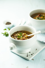 Lentil and smoked sausage soup