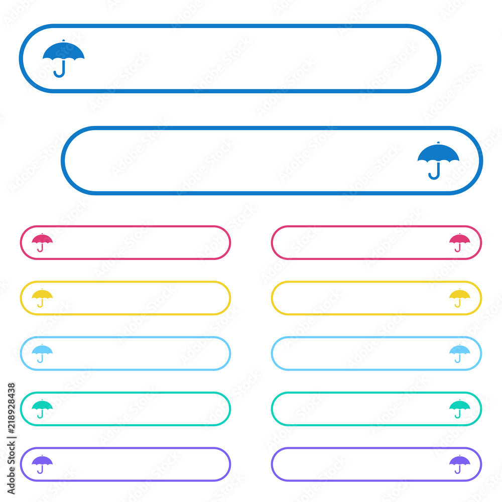 Poster umbrella icons in rounded color menu buttons