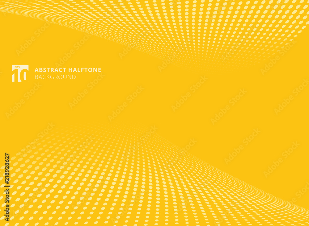 Poster abstract pattern dots yellow color halftone perspective background.