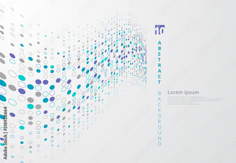 Poster abstract blue circle border pattern wave perspective background with copy space