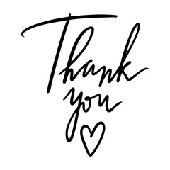 Hand drawn lettering for saying Thank you! on Thanksgiving Day. Vector decor elements for card and poster design. 