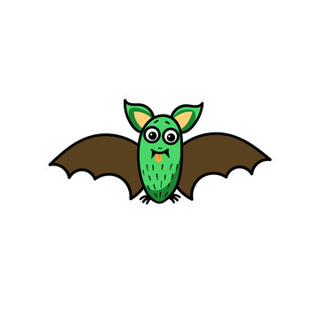 Illustration with cute cartoon bat