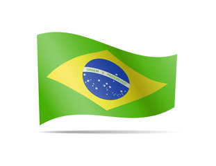 Waving Brazil flag in the wind.