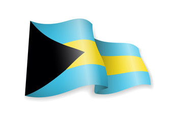 Waving Bahamas flag on white background.