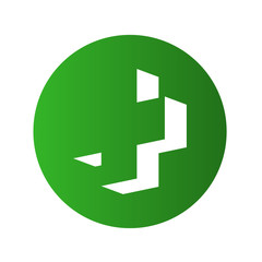 Icono plano cruz 3D espacio negativo en circulo verde