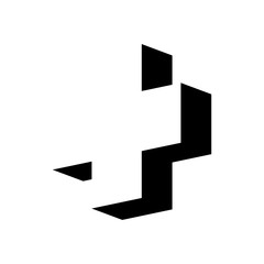 Icono plano cruz 3D espacio negativo en color negro