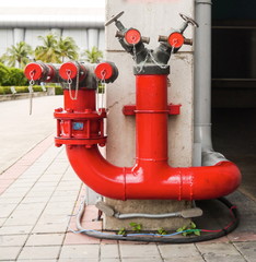 Red fire hydrant .