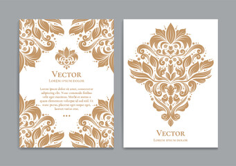 Gold and white vintage greeting card. Luxury vector ornament template. Great for invitation, flyer, menu, brochure, postcard, background, wallpaper, decoration, packaging or any desired idea - obrazy, fototapety, plakaty