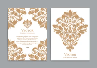 Foto op Plexiglas Gold and white vintage greeting card. Luxury vector ornament template. Great for invitation, flyer, menu, brochure, postcard, background, wallpaper, decoration, packaging or any desired idea © Annartlab