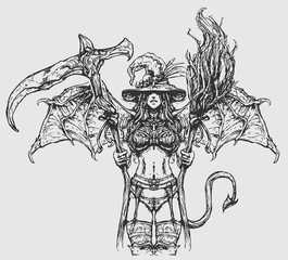 Attractive witch in a revealing costume