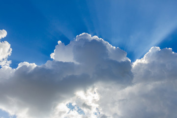 Naklejka na ściany i meble blue sky with sun light and clouds