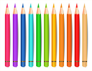 Colorful pencils isolated Vector realistic. Creative background illustrations