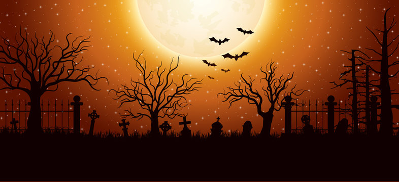 Halloween Background With Graveyard