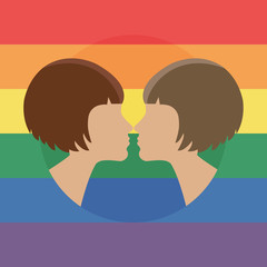 Vector illustration for pride month event celebration. Two women kissing