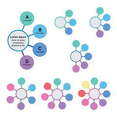 Circle Infographic 3 to 8 Options Parts Processes Steps