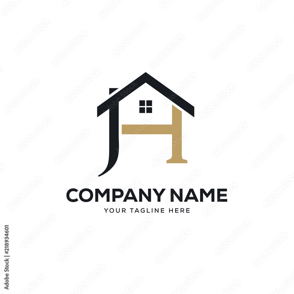 Wall mural real estate logo design vector, initial letter logo j design template