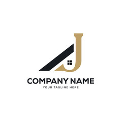 real estate logo design vector, initial letter logo j design template