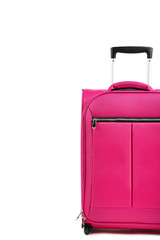 Pink suitcase isolated on white background