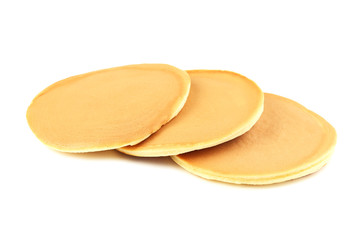 Tasty pancakes isolated on white