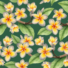 Obraz premium Watercolor seamless tropical pattern