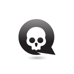 skull with Circle Talk Logo icon vector