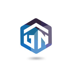 G N Initial letter hexagonal logo vector template