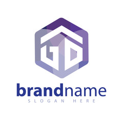 GO Initial letter hexagonal logo vector template