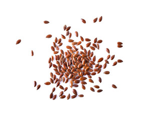 Flax seeds on white background