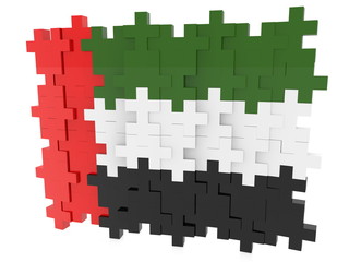 Abstract United Arab Emirates flag from the pieces of the puzzle