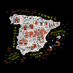 Handdrawn map of Spain