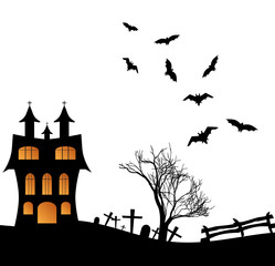 Fototapeta na wymiar Vector illustration of a landscape with a Halloween castle