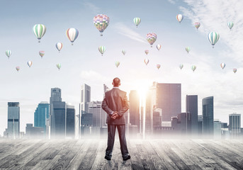 Motivation and inspiration concept with modern cityscape and bus