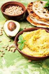 Classic hummus with on the plate