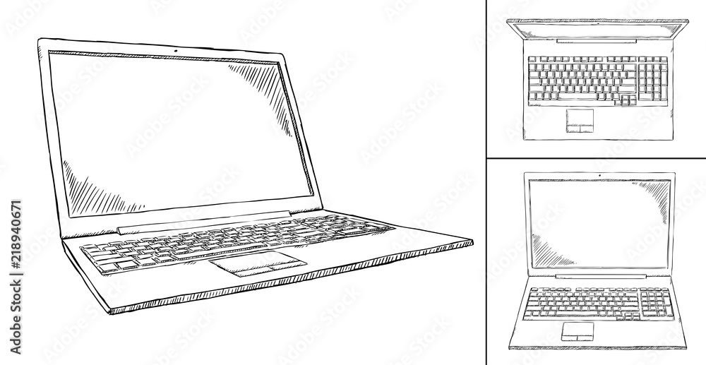Poster sketch style notebook in three different views