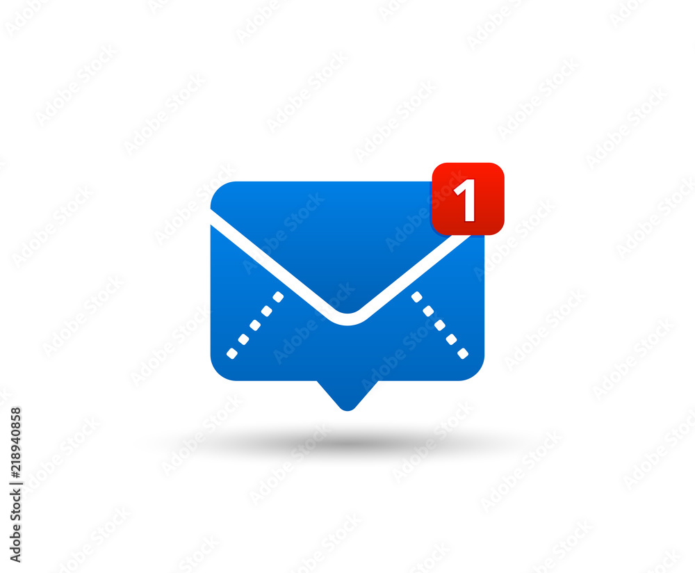 Poster new message icon with notification. envelope pointer with incoming message. social media chat commun