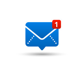 New message icon with notification. Envelope pointer with incoming message. Social media chat communication. New e-mail. Vector illustration