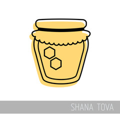 Jar of honey. Rosh Hashanah icon. Shana tova