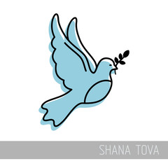 Dove. Rosh Hashanah icon. Shana tova