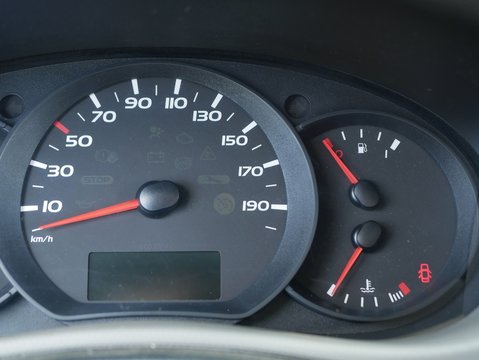 Polonne / Ukraine - 13 August 2018: Car Dashboard with Speedometer and Tachometer