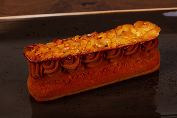 Tasty Eclair with cream