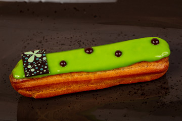 Tasty Eclair with cream