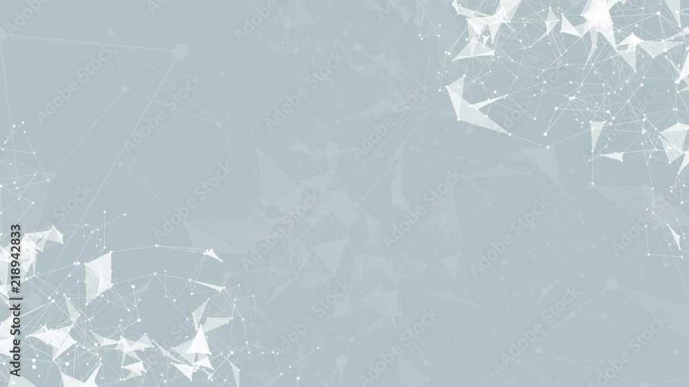 Poster Scientific background and abstract technology. Plexus digital dynamic wallpaper. Bound lines, triangles and points. Loop Animation