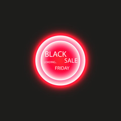 Black Friday sale poster or banner. Glowing colorful circle with red light effect on black abstract background. Design template for shopping