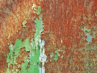 Polonne / Ukraine - 18 August 2018: old paint on a metal surface