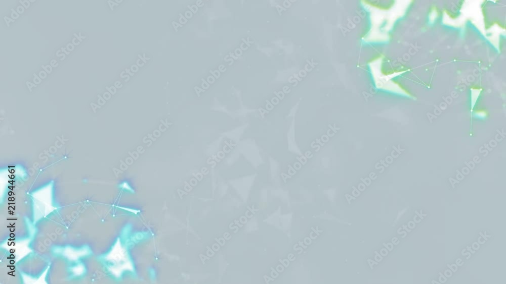 Poster Light background. Green and blue color.Scientific background and abstract technology. Plexus digital dynamic wallpaper. Bound lines, triangles and points. Loop Animation