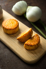 Moon cakes are offered to friends or on family gathering during the mid-autumn festiva. Mooncake and tea 