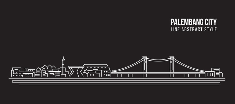 Cityscape Building Line art Vector Illustration design - Palembang city