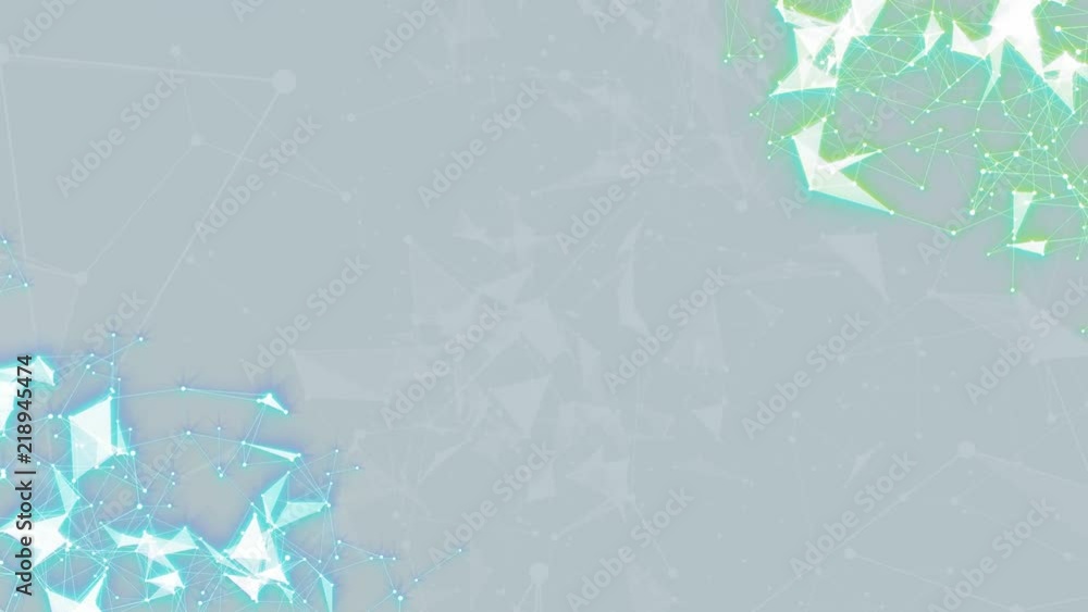 Poster Opposition of particles.Scientific background and abstract technology. Plexus digital dynamic wallpaper. Bound lines, triangles and points. Loop Animation