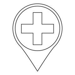 Obraz premium Line art black and white hospital map sign