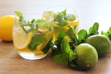 Two glasses with refreshing mojito